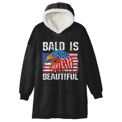 Bald Is Beautiful 4th Of July Independence Day Bald Hooded Wearable Blanket