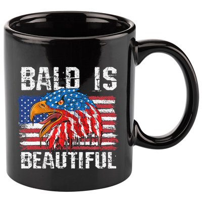 Bald Is Beautiful 4th Of July Independence Day Bald 11oz C Handle Ceramic Mug