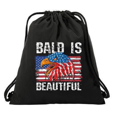 Bald Is Beautiful 4th Of July Independence Day Bald Drawstring Bag