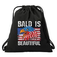 Bald Is Beautiful 4th Of July Independence Day Bald Drawstring Bag