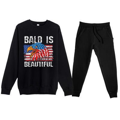 Bald Is Beautiful 4th Of July Independence Day Bald Premium Crewneck Sweatsuit Set