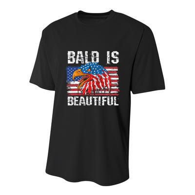 Bald Is Beautiful 4th Of July Independence Day Bald Youth Performance Sprint T-Shirt