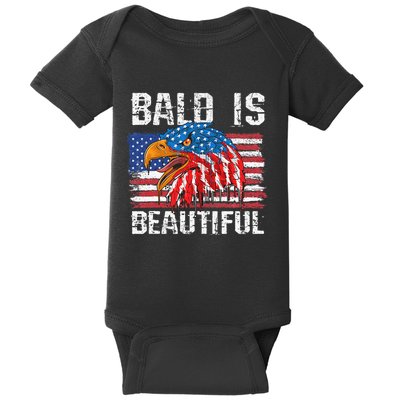 Bald Is Beautiful 4th Of July Independence Day Bald Baby Bodysuit