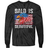 Bald Is Beautiful 4th Of July Independence Day Bald Tie-Dye Long Sleeve Shirt