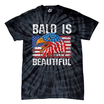 Bald Is Beautiful 4th Of July Independence Day Bald Tie-Dye T-Shirt