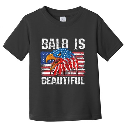 Bald Is Beautiful 4th Of July Independence Day Bald Toddler T-Shirt