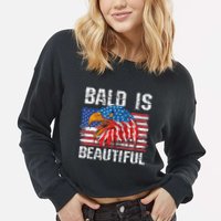 Bald Is Beautiful 4th Of July Independence Day Bald Cropped Pullover Crew