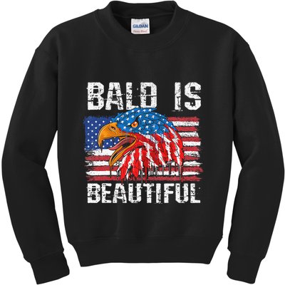 Bald Is Beautiful 4th Of July Independence Day Bald Kids Sweatshirt