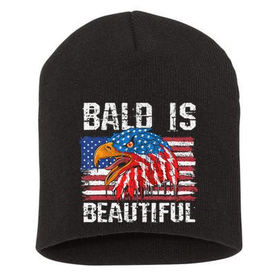 Bald Is Beautiful 4th Of July Independence Day Bald Short Acrylic Beanie