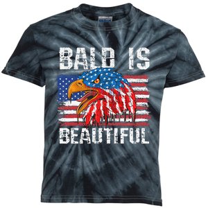 Bald Is Beautiful 4th Of July Independence Day Bald Kids Tie-Dye T-Shirt