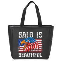 Bald Is Beautiful 4th Of July Independence Day Bald Zip Tote Bag