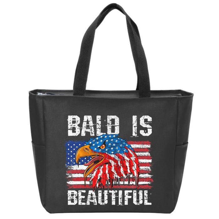 Bald Is Beautiful 4th Of July Independence Day Bald Zip Tote Bag