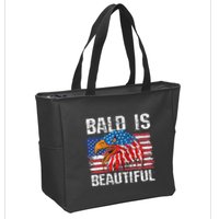 Bald Is Beautiful 4th Of July Independence Day Bald Zip Tote Bag