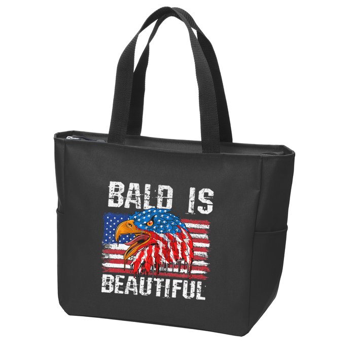 Bald Is Beautiful 4th Of July Independence Day Bald Zip Tote Bag