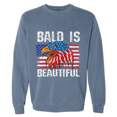 Bald Is Beautiful 4th Of July Independence Day Bald Garment-Dyed Sweatshirt