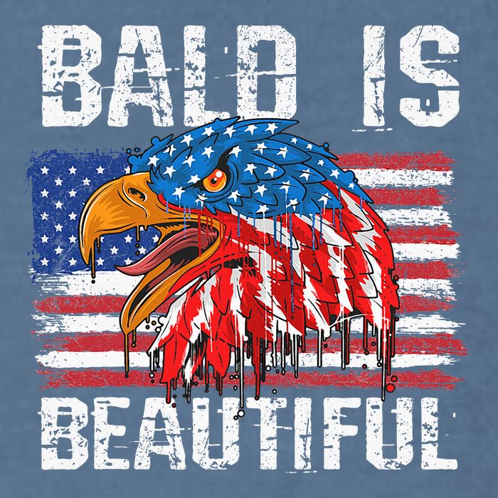 Bald Is Beautiful 4th Of July Independence Day Bald Garment-Dyed Sweatshirt
