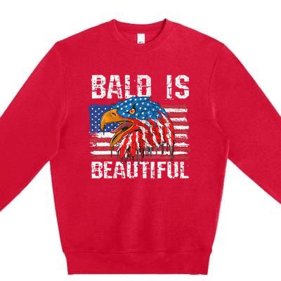 Bald Is Beautiful 4th Of July Independence Day Bald Premium Crewneck Sweatshirt