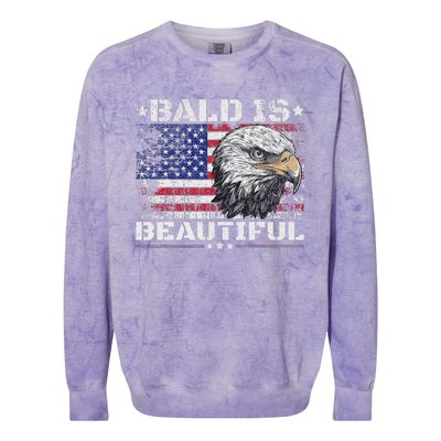 Bald Is Beautiful 4th Of July Independence Day America Eagle Colorblast Crewneck Sweatshirt