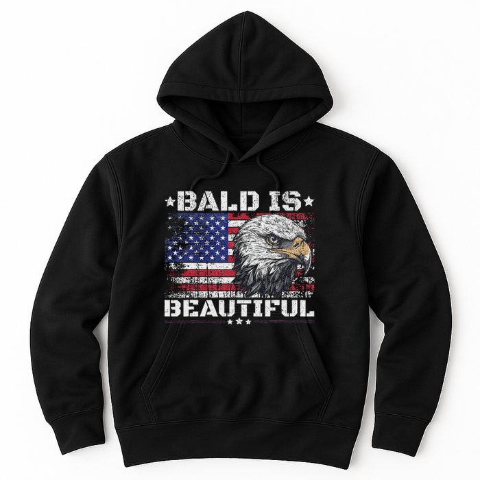 Bald Is Beautiful 4th Of July Independence Day America Eagle Hoodie