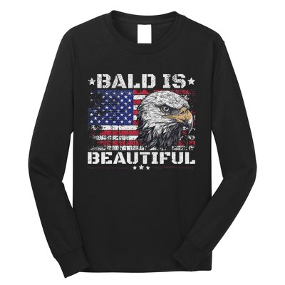 Bald Is Beautiful 4th Of July Independence Day America Eagle Long Sleeve Shirt