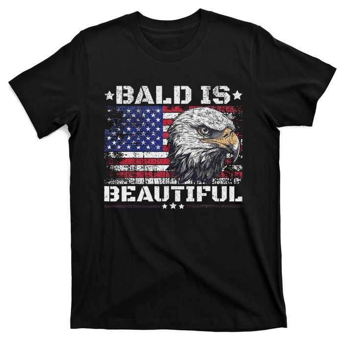 Bald Is Beautiful 4th Of July Independence Day America Eagle T-Shirt