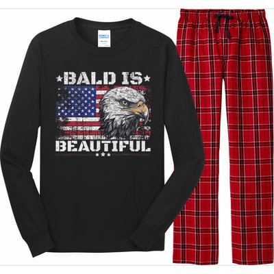 Bald Is Beautiful 4th Of July Independence Day America Eagle Long Sleeve Pajama Set