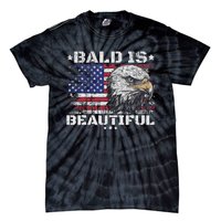 Bald Is Beautiful 4th Of July Independence Day America Eagle Tie-Dye T-Shirt