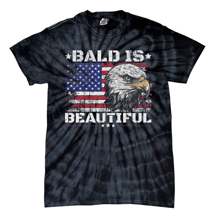 Bald Is Beautiful 4th Of July Independence Day America Eagle Tie-Dye T-Shirt