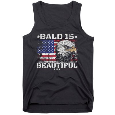 Bald Is Beautiful 4th Of July Independence Day America Eagle Tank Top