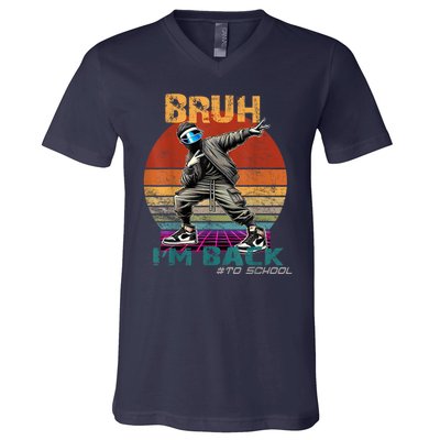 Bruh Im Back To School Groovy Bruh We Back V-Neck T-Shirt