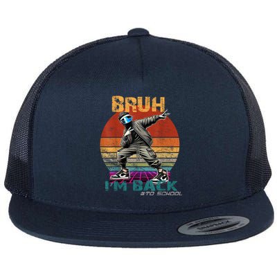 Bruh Im Back To School Groovy Bruh We Back Flat Bill Trucker Hat