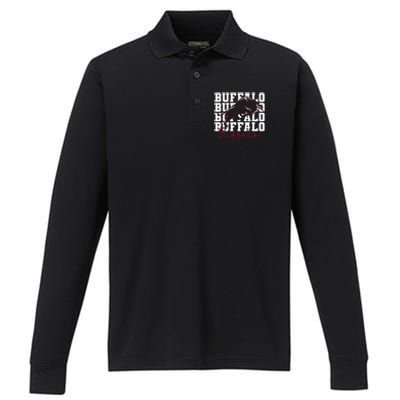 Buffalo Inspirational Performance Long Sleeve Polo