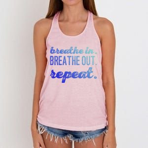 Breathe In Breathe Out Repeat Gift Women's Knotted Racerback Tank