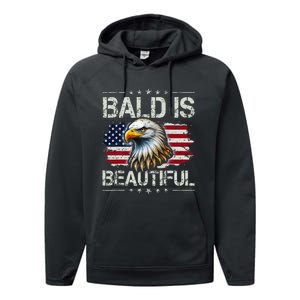 Bald Is Beautiful 4th Of July Independence Day Performance Fleece Hoodie