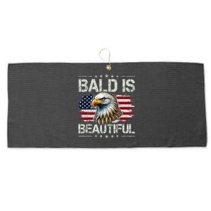 Bald Is Beautiful 4th Of July Independence Day Large Microfiber Waffle Golf Towel