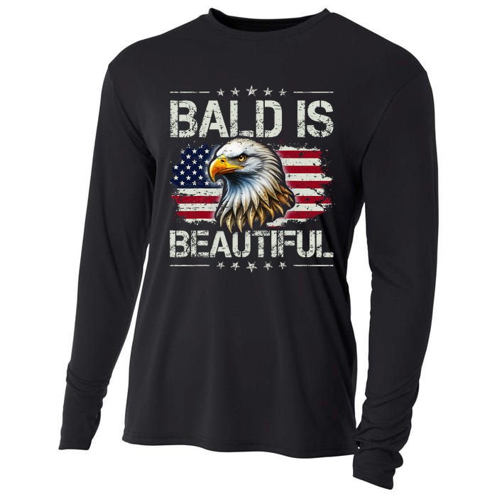 Bald Is Beautiful 4th Of July Independence Day Cooling Performance Long Sleeve Crew