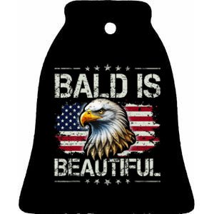 Bald Is Beautiful 4th Of July Independence Day Ceramic Bell Ornament