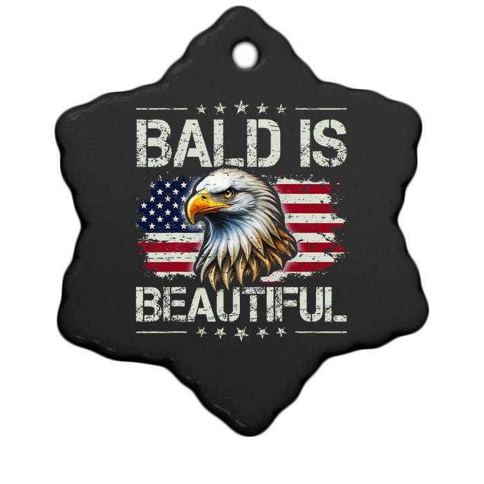 Bald Is Beautiful 4th Of July Independence Day Ceramic Star Ornament