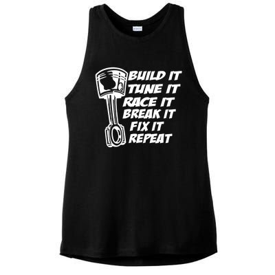 Build It Break It Repeat Gift Street Drag Race Outlaws Ladies PosiCharge Tri-Blend Wicking Tank