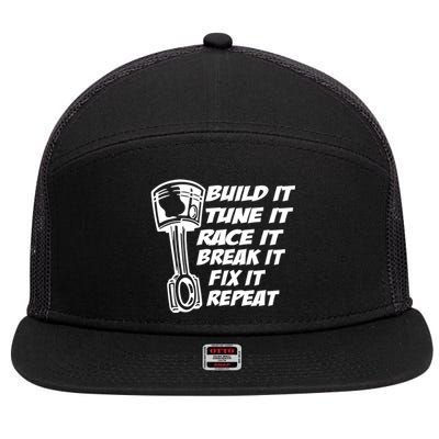 Build It Break It Repeat Gift Street Drag Race Outlaws 7 Panel Mesh Trucker Snapback Hat