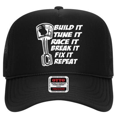 Build It Break It Repeat Gift Street Drag Race Outlaws High Crown Mesh Back Trucker Hat