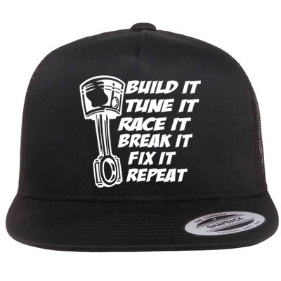 Build It Break It Repeat Gift Street Drag Race Outlaws Flat Bill Trucker Hat