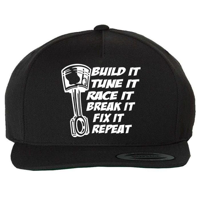 Build It Break It Repeat Gift Street Drag Race Outlaws Wool Snapback Cap