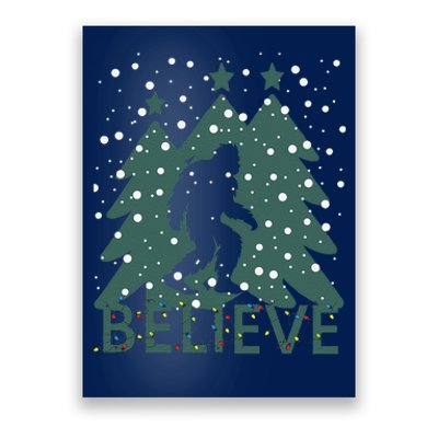 Believe In Bigfoot Christmas Lights Funny Sasquatch Poster