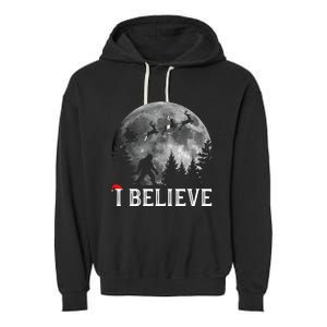 Bigfoot I Believe Sasquatch Christmas Garment-Dyed Fleece Hoodie