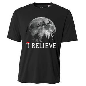 Bigfoot I Believe Sasquatch Christmas Cooling Performance Crew T-Shirt