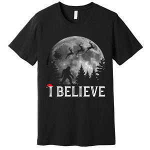 Bigfoot I Believe Sasquatch Christmas Premium T-Shirt