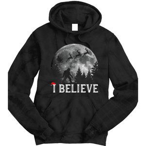 Bigfoot I Believe Sasquatch Christmas Tie Dye Hoodie