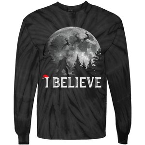 Bigfoot I Believe Sasquatch Christmas Tie-Dye Long Sleeve Shirt