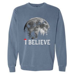 Bigfoot I Believe Sasquatch Christmas Garment-Dyed Sweatshirt